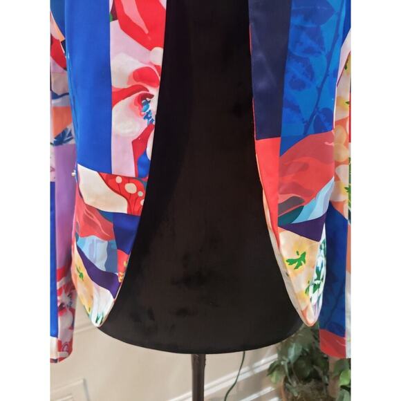Women's Multicolor Floral Polyester Long Sleeve Open Front Jacket Blazer Size L - Picture 3 of 13